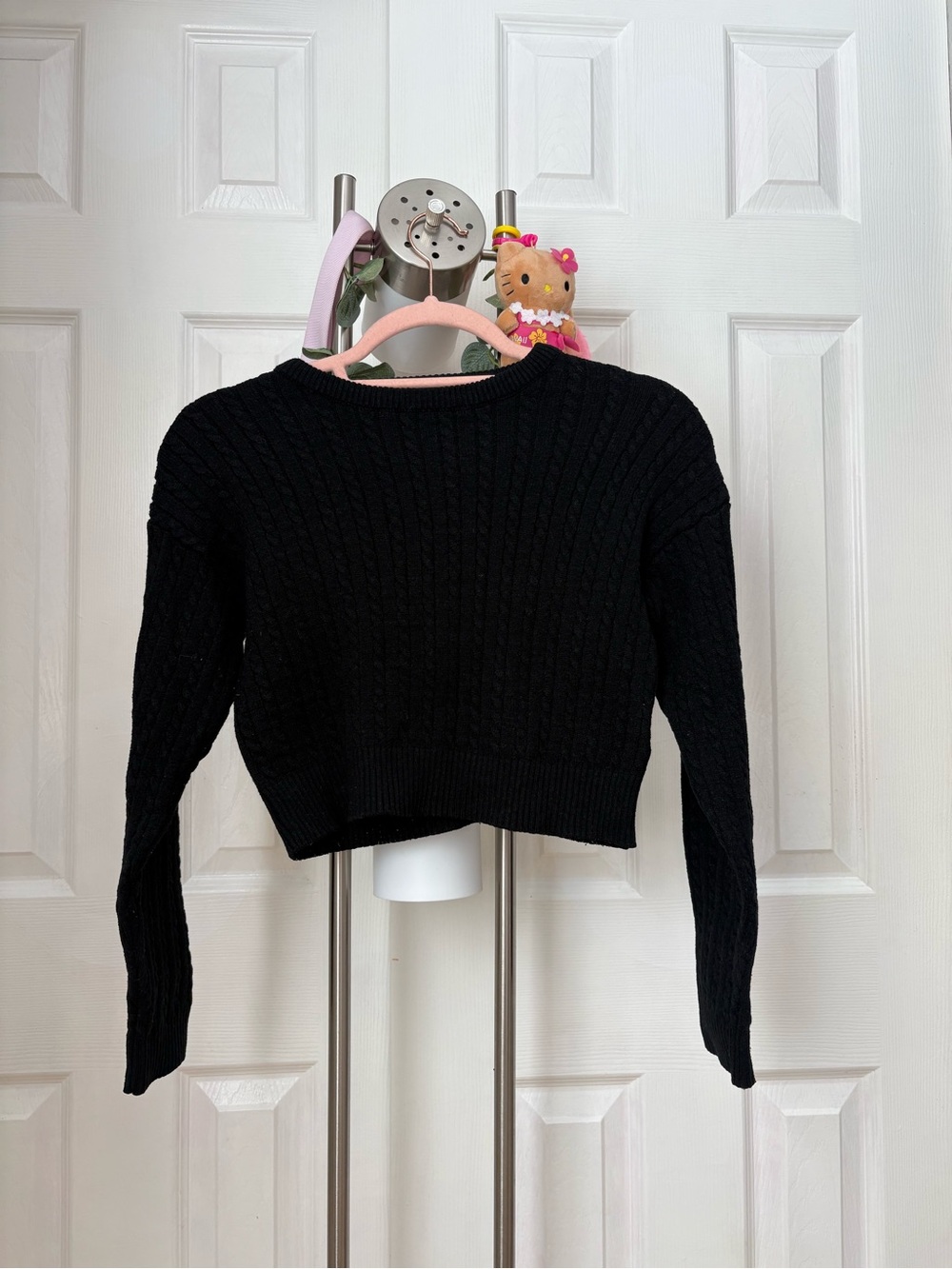 Cotton On Black Cable-Knit Crewneck Sweater